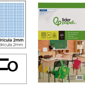 Bloc examenes liderpapel cuadro 2mm folio 40 hojas 60 g