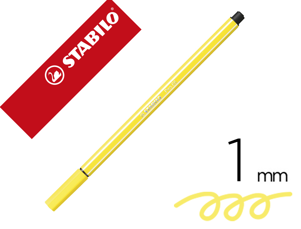 Rotulador stabilo acuarelable pen 68 amarillo limon punta gruesa 1mm