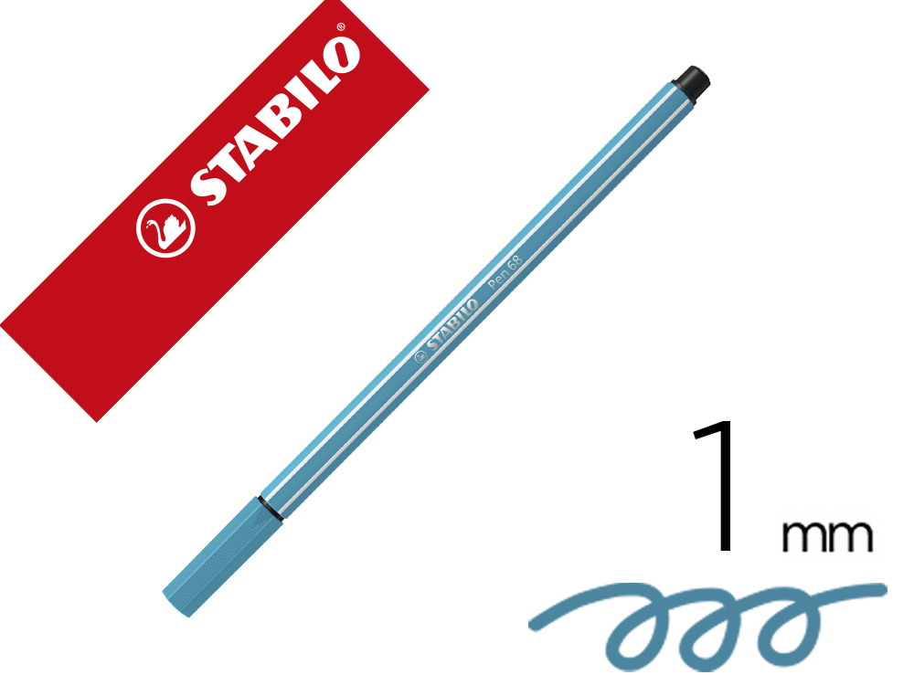 Rotulador stabilo acuarelable pen 68 azul cobalto punta gruesa 1mm