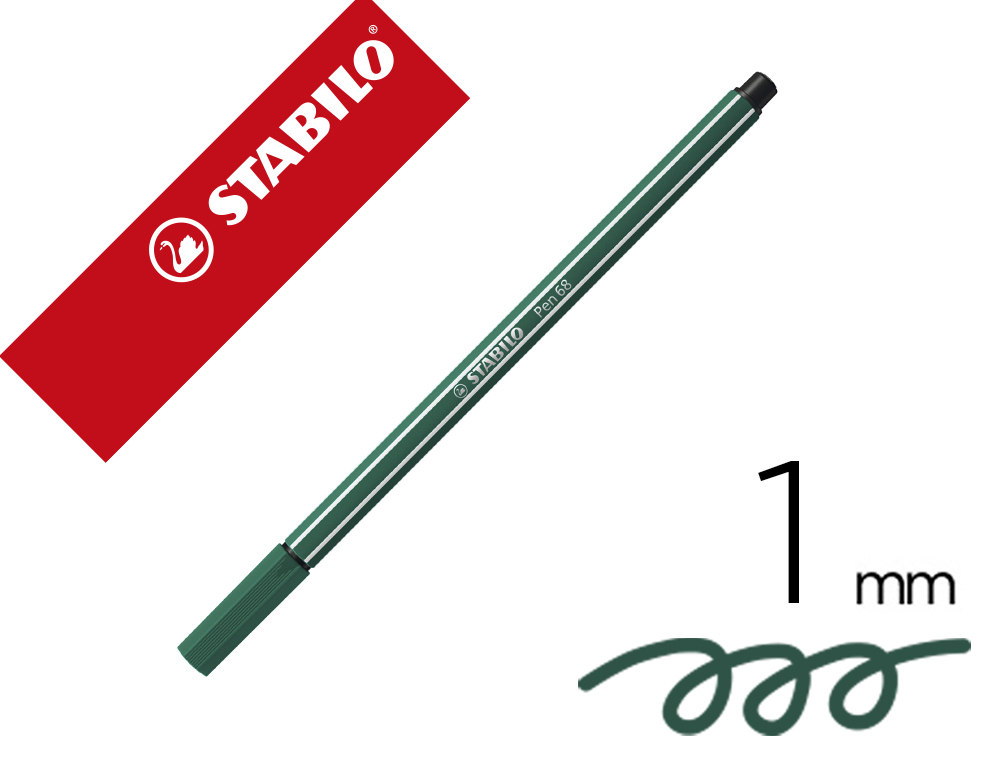 Rotulador stabilo acuarelable pen 68 azul verdoso punta gruesa 1mm