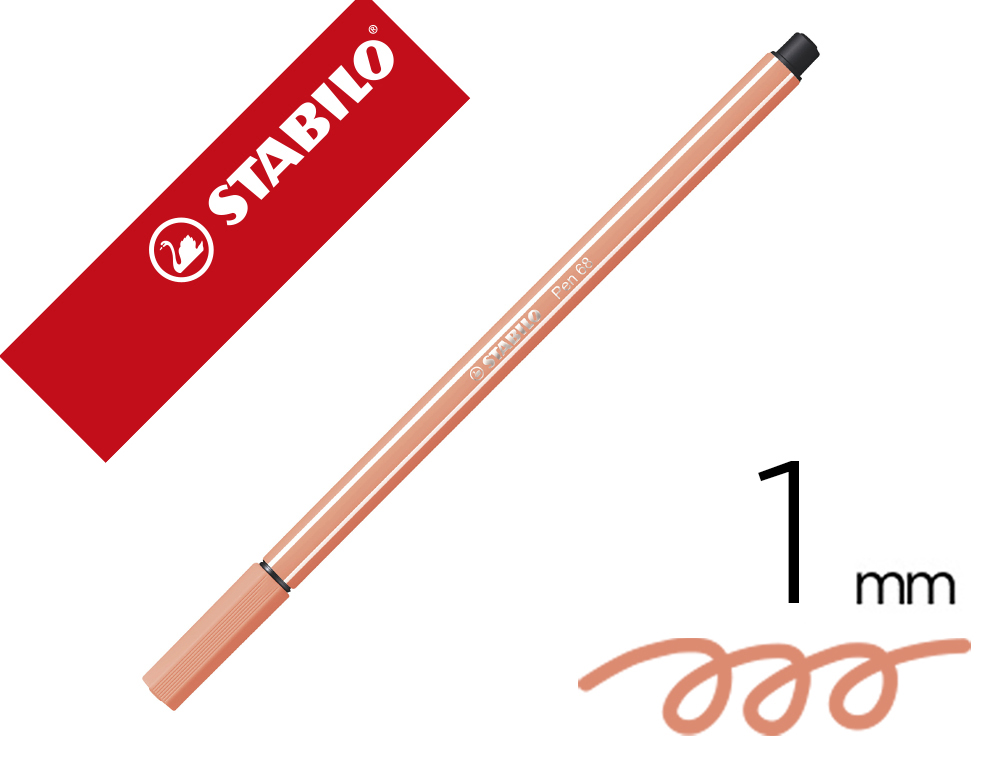 Rotulador stabilo acuarelable pen 68 carne claro punta gruesa 1mm