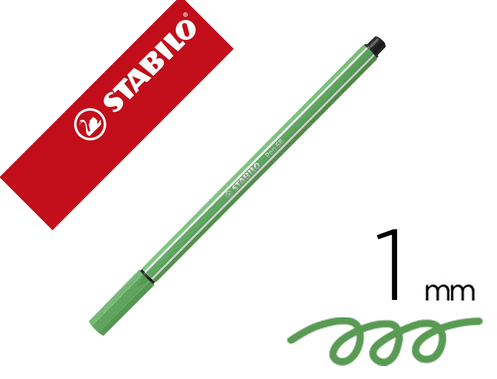 Rotulador stabilo acuarelable pen 68 esmeralda claro punta gruesa 1mm