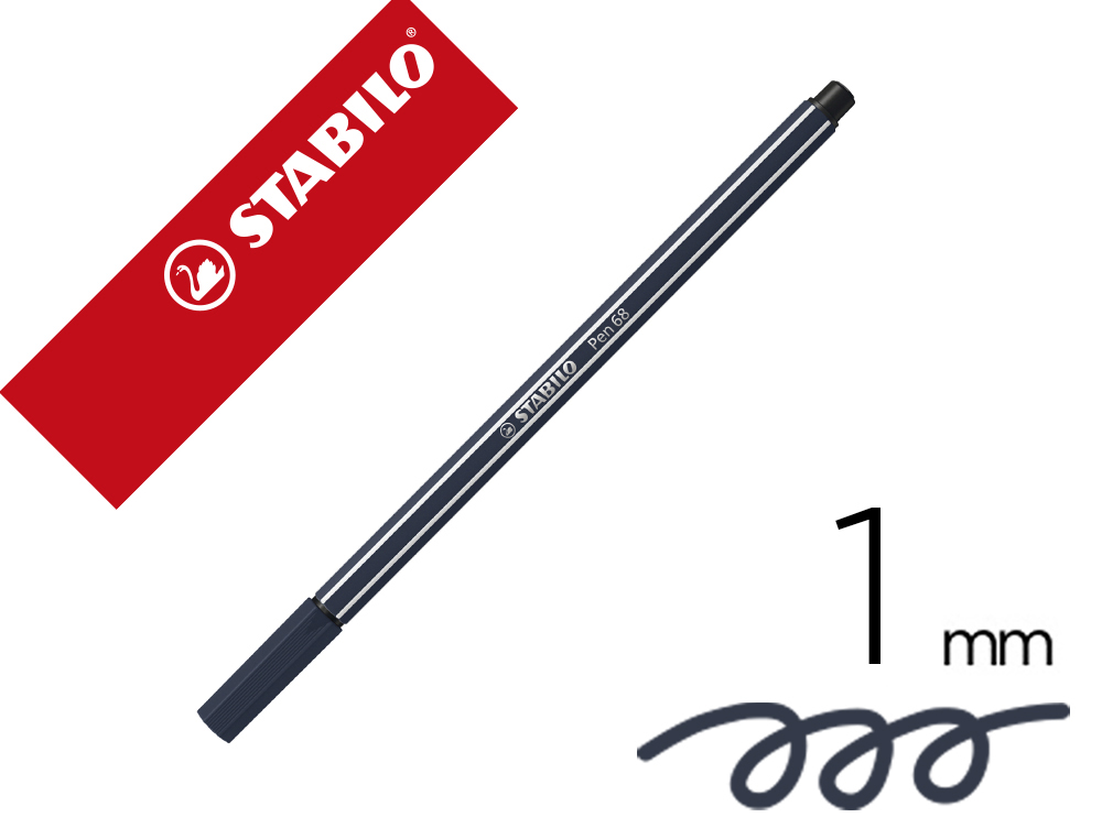 Rotulador stabilo acuarelable pen 68 gris paynes punta gruesa 1mm