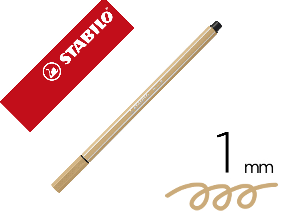 Rotulador stabilo acuarelable pen 68 ocre punta gruesa 1mm