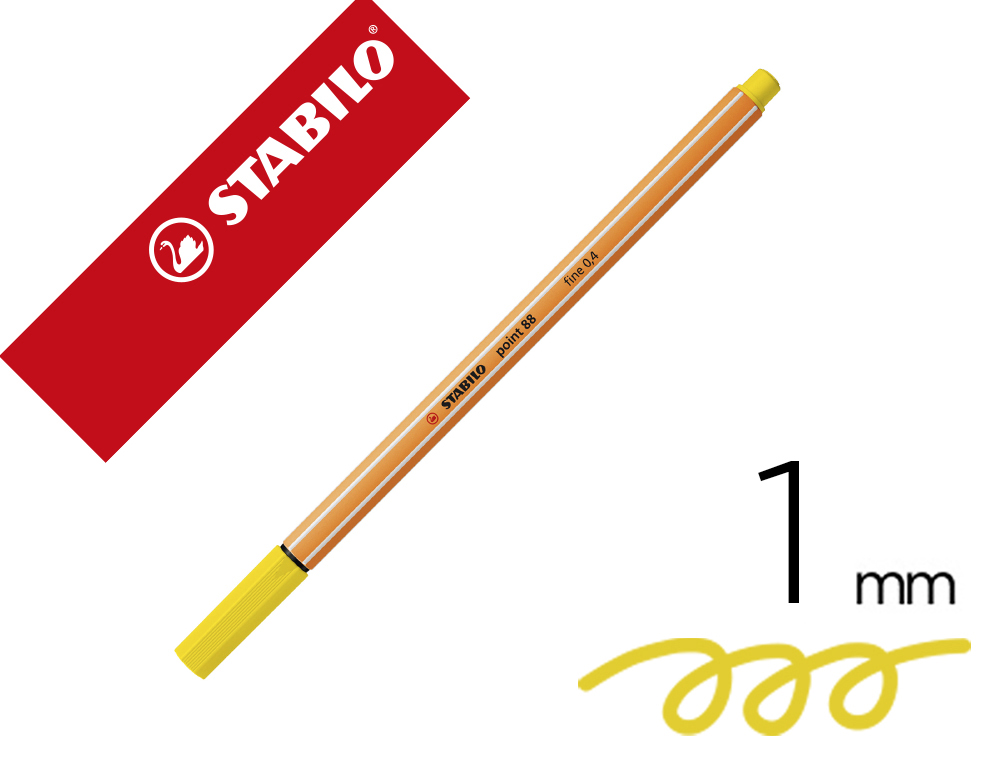 Rotulador stabilo punta de fib ra point 88 amarillo limon punta fina 0,4mm