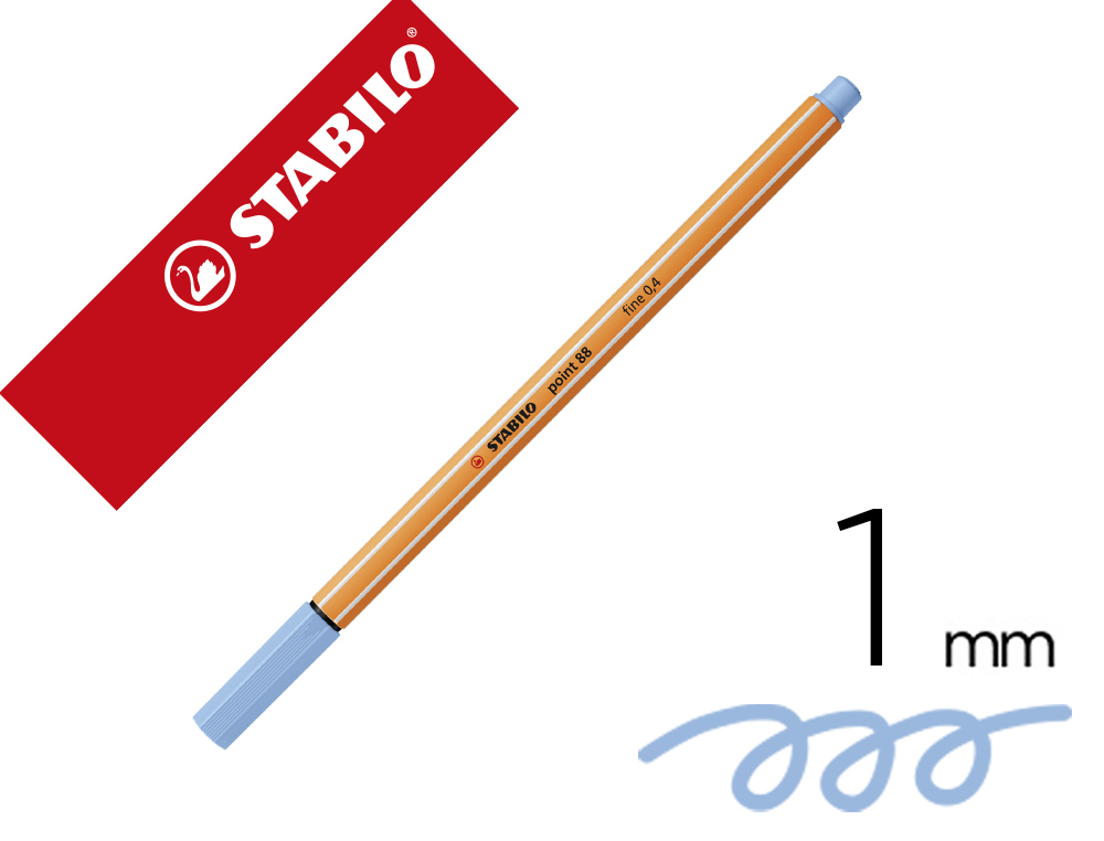 Rotulador stabilo punta de fib ra point 88 azul claro punta fina 0,4mm