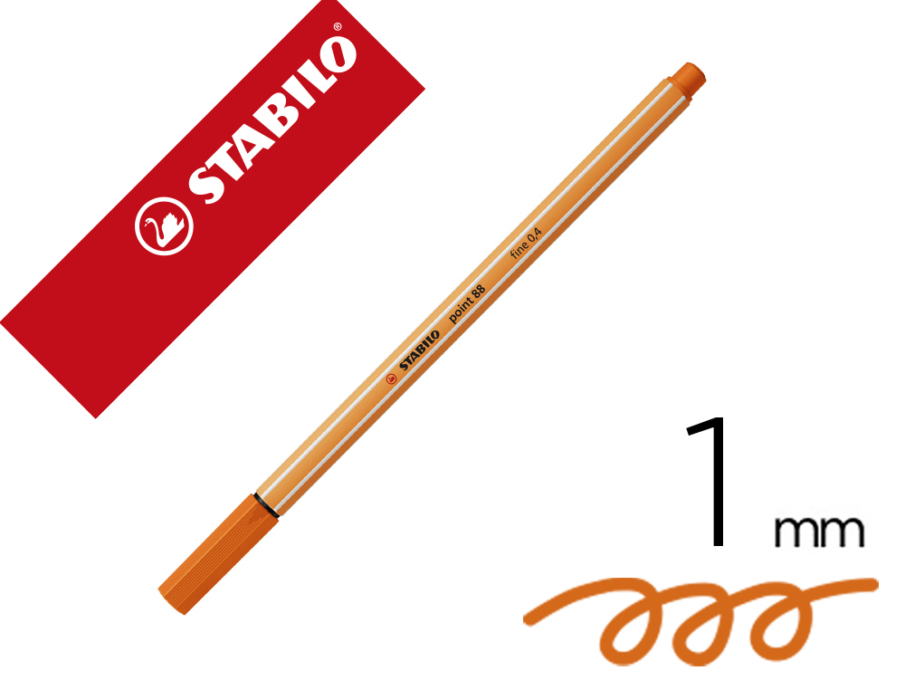 Rotulador stabilo punta de fib ra point 88 bermellon palido punta fina 0,4mm