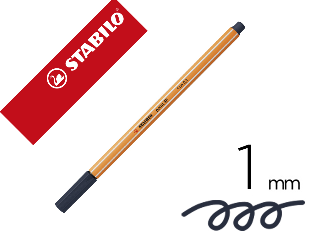 Rotulador stabilo punta de fib ra point 88 gris paynes intenso punta fina 0,4mm