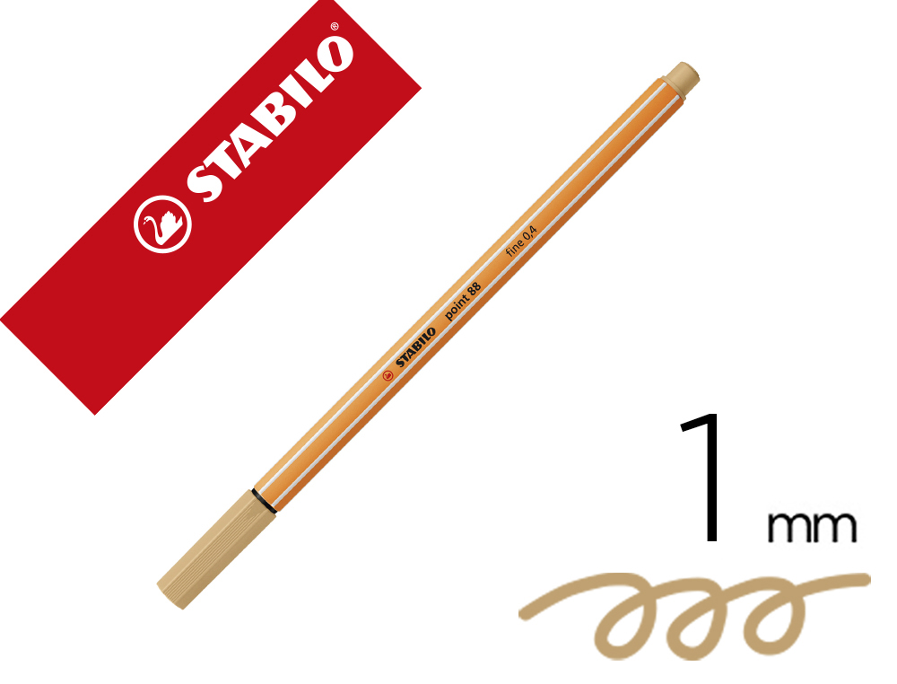 Rotulador stabilo punta de fib ra point 88 ocre punta fina 0,4mm