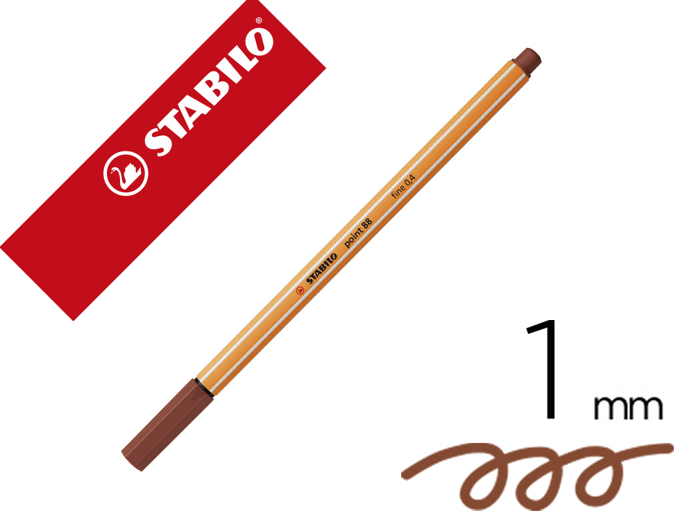 Rotulador stabilo punta de fib ra point 88 siena tostado punta fina 0,4mm