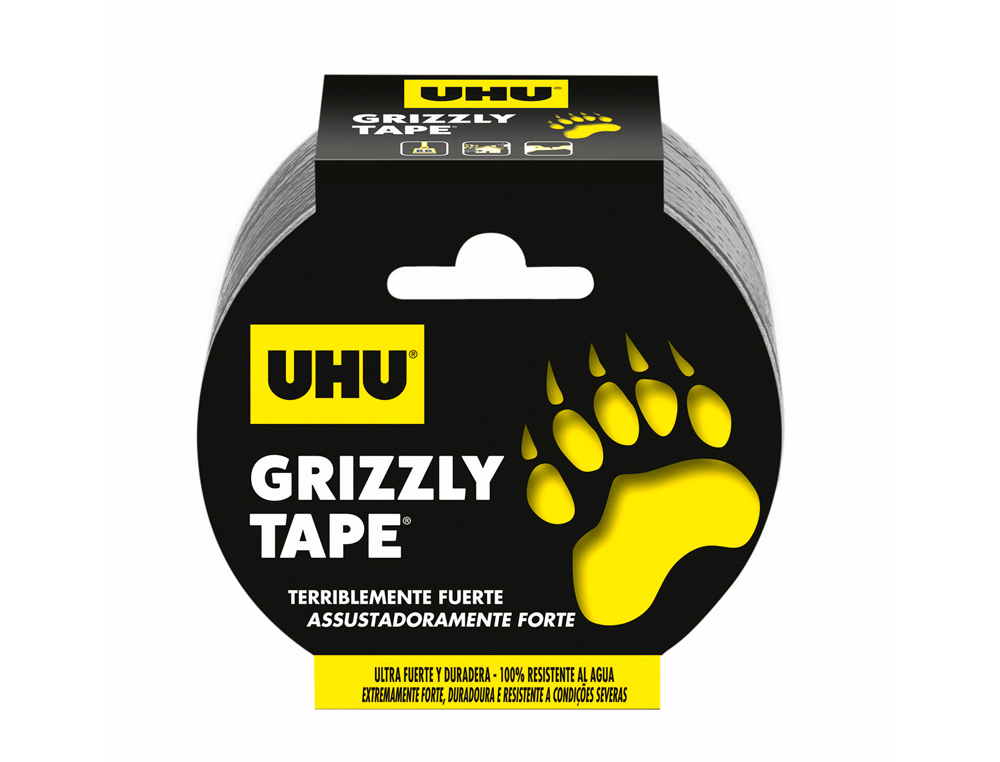 Cinta adhesiva uhu americana grizzly tape ultrafuerte color plata 10 m x 48 mm
