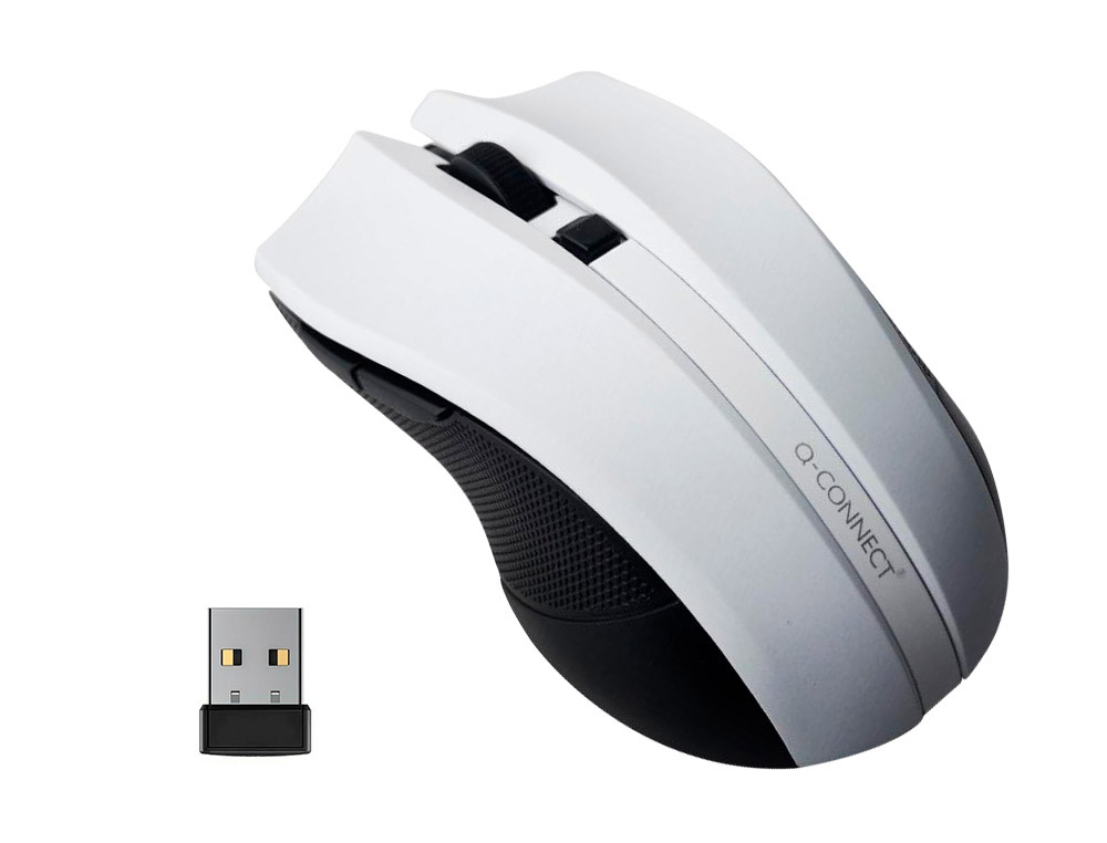 Raton q-connect optico inalambrico 1000 dpi receptor usb 2,4 ghz blanco