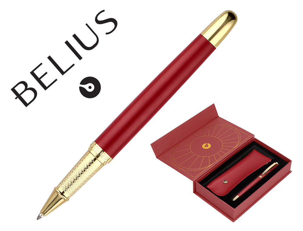 Boligrafo y estuche belius soiree color art deco granate y dorado tinta azul caja de diseño