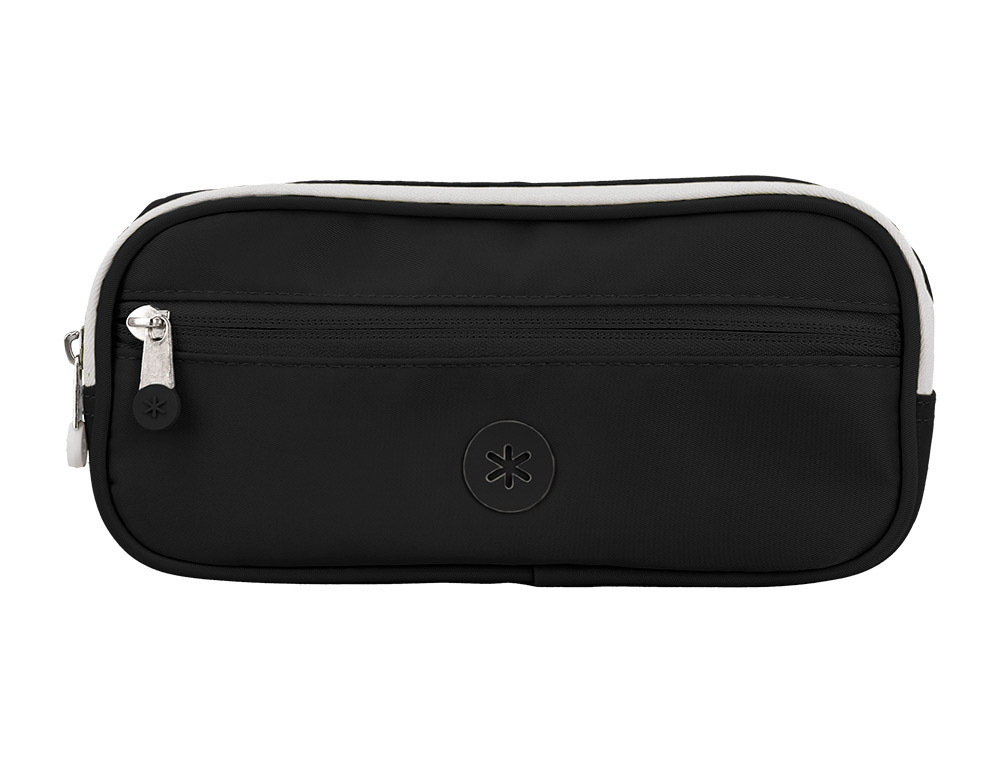 Estuche portatodo antartik fusion flex 3 cremalleras negro compañero mochila 100x60x220 mm