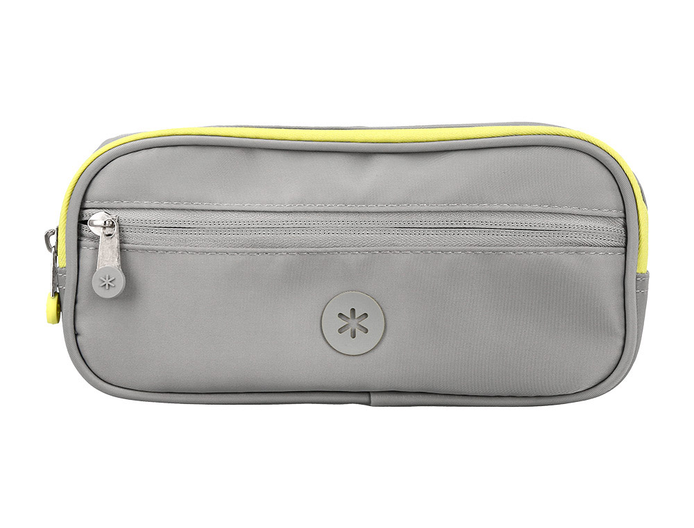 Estuche portatodo antartik fusion flex 3 cremalleras gris compañero mochila 100x60x220 mm