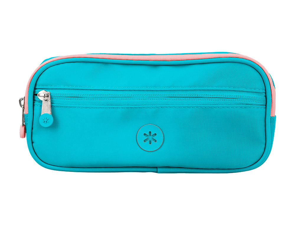 Estuche portatodo antartik fusion flex 3 cremalleras turquesa compañero mochila 100x60x220 mm