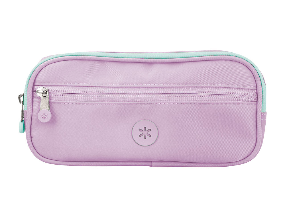 Estuche portatodo antartik fusion flex 3 cremalleras morado compañero mochila 100x60x220 mm