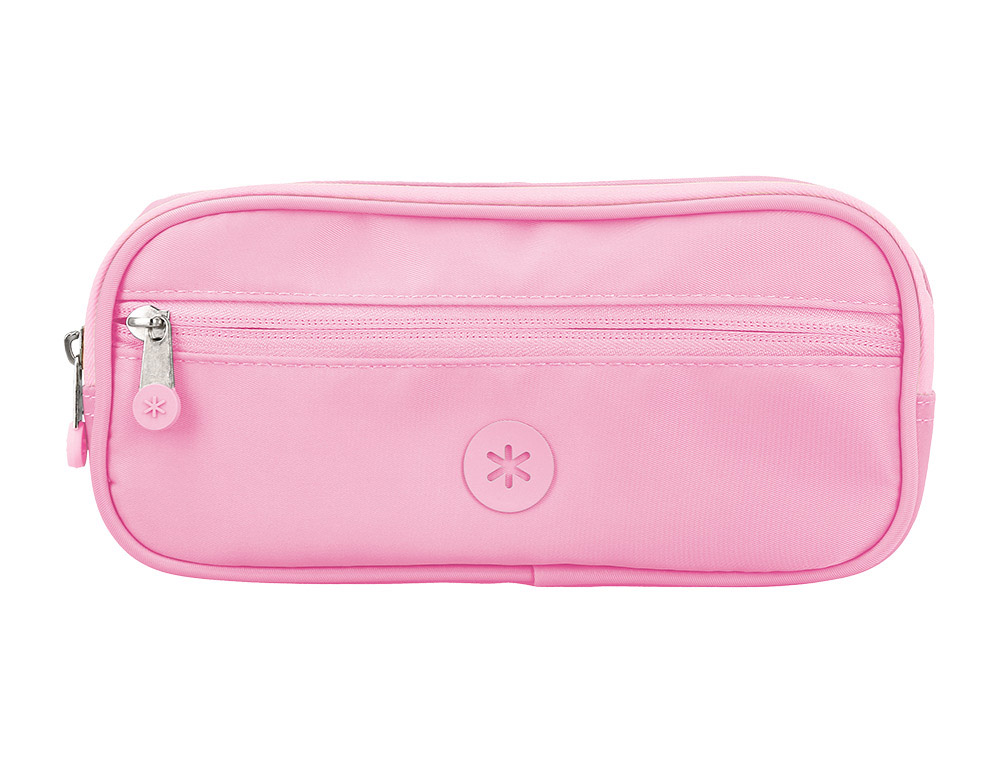 Estuche portatodo antartik fusion flex 3 cremalleras rosa compañero mochila 100x60x220 mm