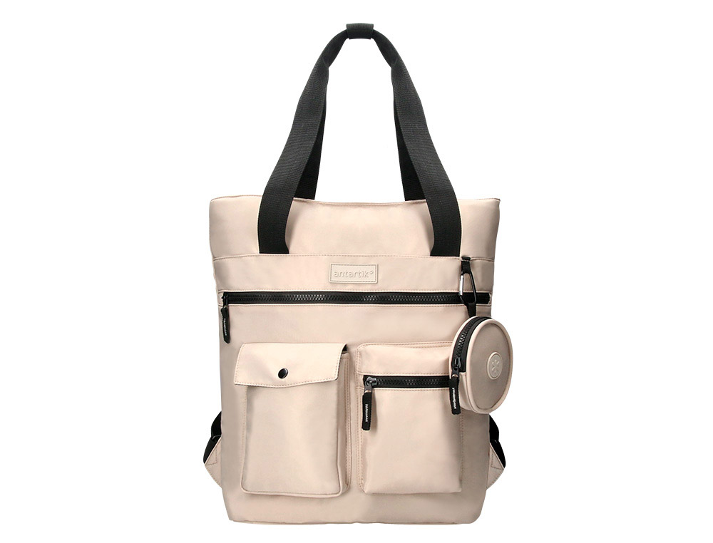 Mochila antartik bolso flip bag con acolchado para portatil 15" beige 400x120x390 mm