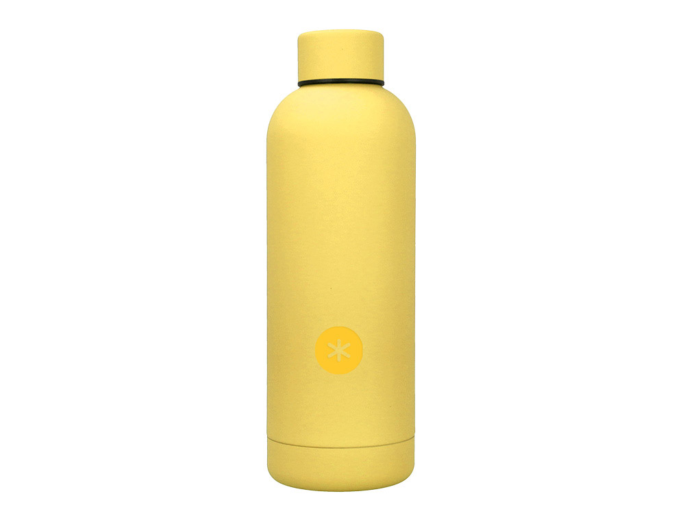 Botella portaliquidos antartik isotermica acero inoxidable libre de bpa color amarillo 500 ml