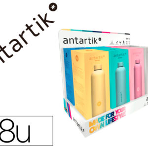 Botella antartik isotermica acero inoxidable libre de bpa 500ml expositor con 8 botellas