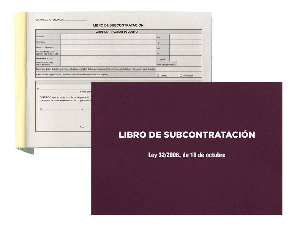 Libro liderpapel subcontratacion din a4 apaisado 10 juegos de 3 hojas autocopiativas