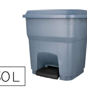 Papelera contenedor q-connect plastico con tapa y pedal 30 litros gris 395x395x420 mm
