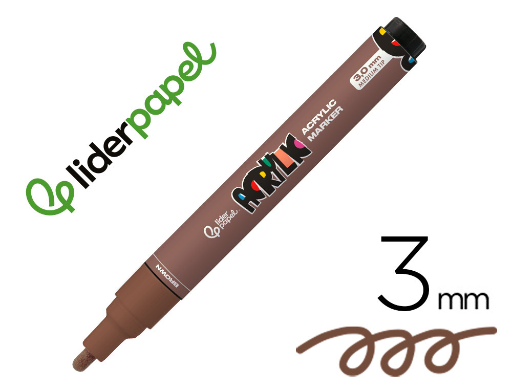Rotulador liderpapel acrylic base agua todo tipo de superficie punta redonda 3 mm marron