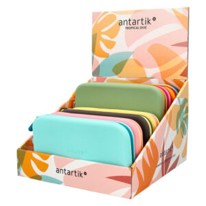 Estuche portatodo antartik tropical dive silicona con asa 190x120x25 mm expositor de 8 unidades colores surtidos