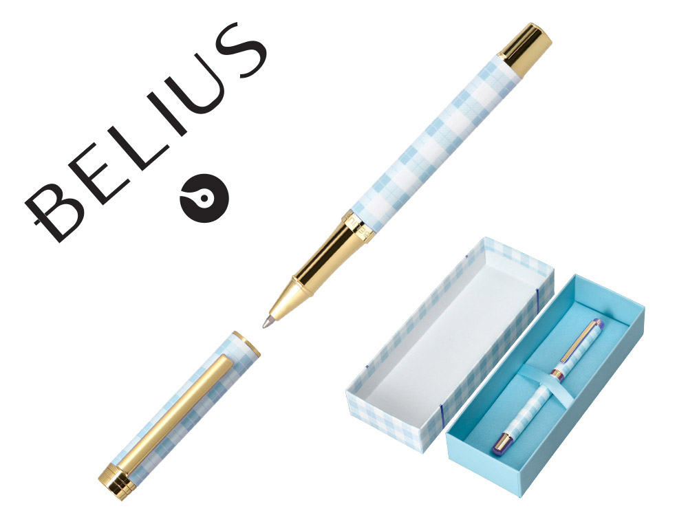 Boligrafo belius perfect picnic day aluminio color azul celeste dorado tinta azulcaja de diseño
