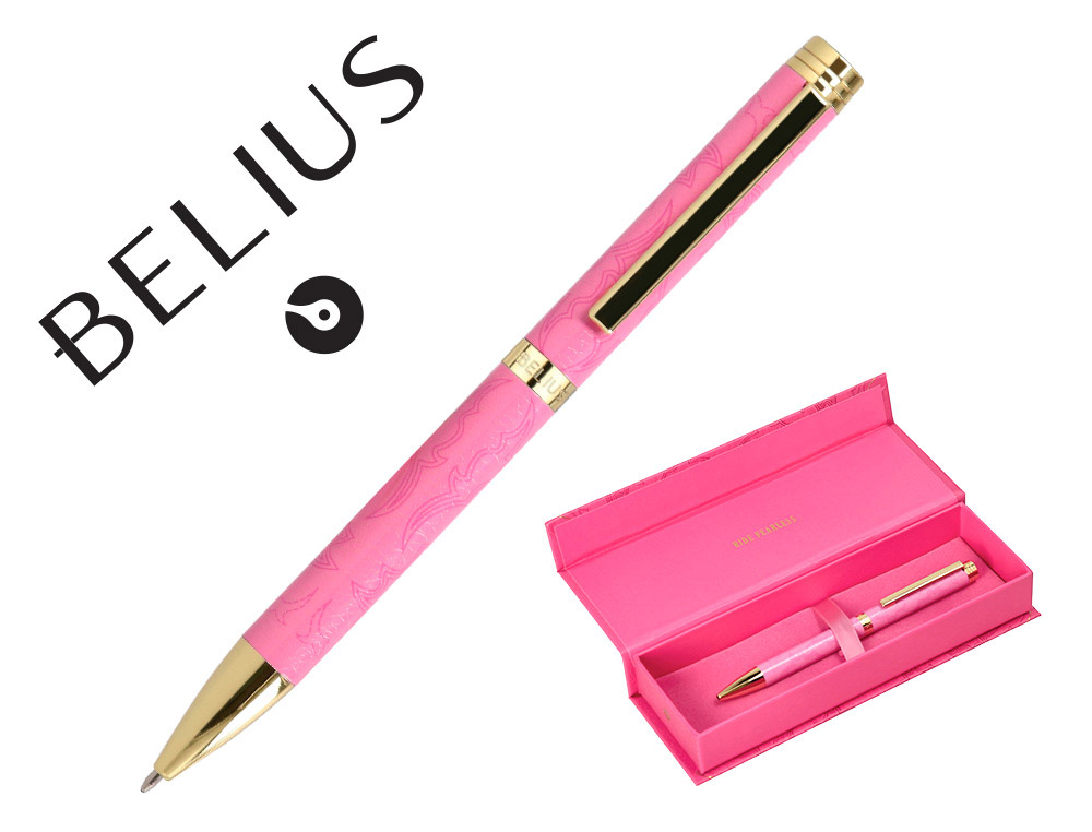 Boligrafo belius wild west aluminio color rosa dorado tinta color azul caja de diseño