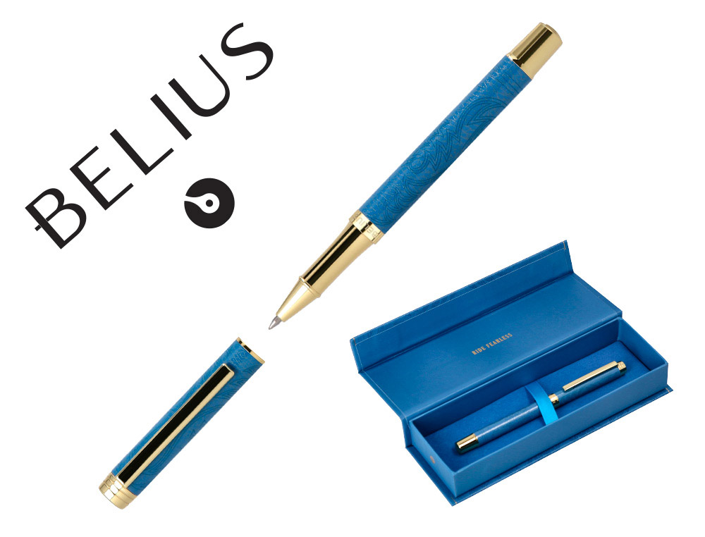 Roller belius wild west aluminio color azul marino dorado tinta color negro caja de diseño