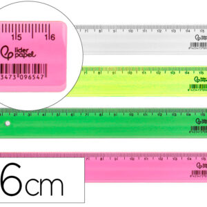 Regla liderpapel plastico 16 cm cubilete con 100 unidades colores surtidos