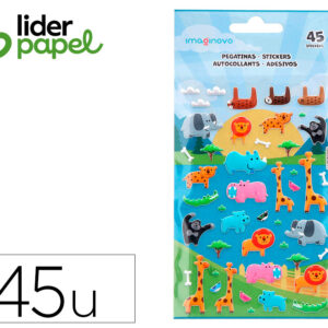 Pegatinas imaginovo cute animales safari con relieve 190x105 mm en blister