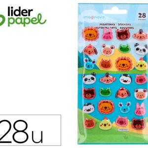 Pegatinas imaginovo cute animales salvajes caras con relieve 190x105 mm en blister