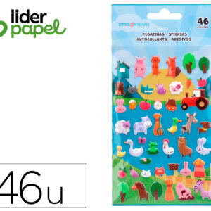 Pegatinas imaginovo cute animales granja con relieve 190x105 mm en blister