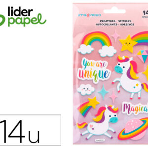 Pegatinas imaginovo unicornios magic dreams con relieve 210x130 mm en blister