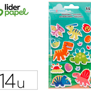 Pegatinas imaginovo luminosas dinosaurios con relieve 190x105 mm en blister