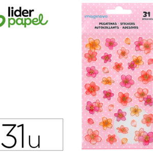 Pegatinas imaginovo flores rosas de papel 190x104 mm en blister