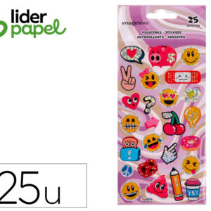 Pegatinas imaginovo diseños surtidos smiley con brillo 214x100 mm en blister