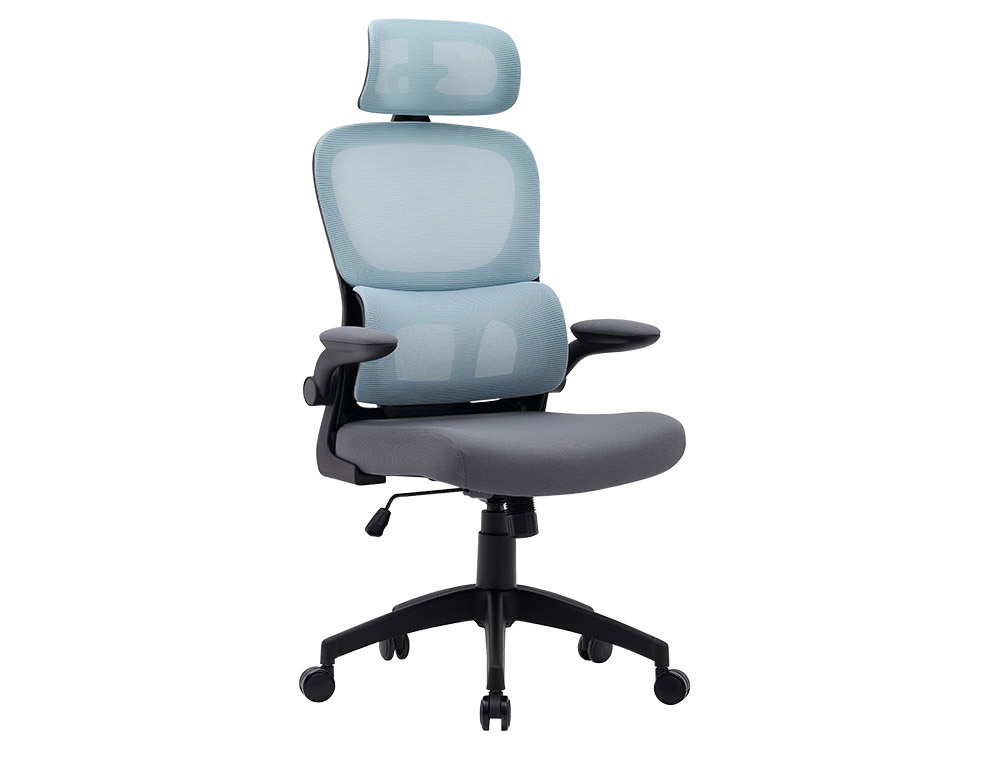 Silla q-connect direccion sorrento malla base metalica alt max 1320 anc 650 prof 600 mm ruedas premium azul gris