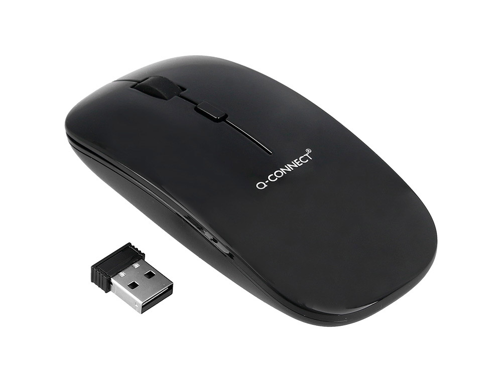Raton q-connect optico inalambrico silencioso dpi 800/1200/1600 pilas aaa negro