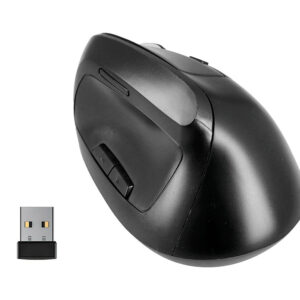 Raton q-connect optico inalambrico ergonomico vertical dpi 800/1200/1600 bateria recargable negro