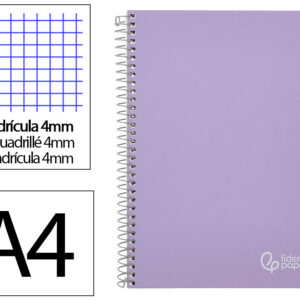 Cuaderno espiral liderpapel a4 witty tapa dura 80h 90gr cuadro 4mm con margen color violeta