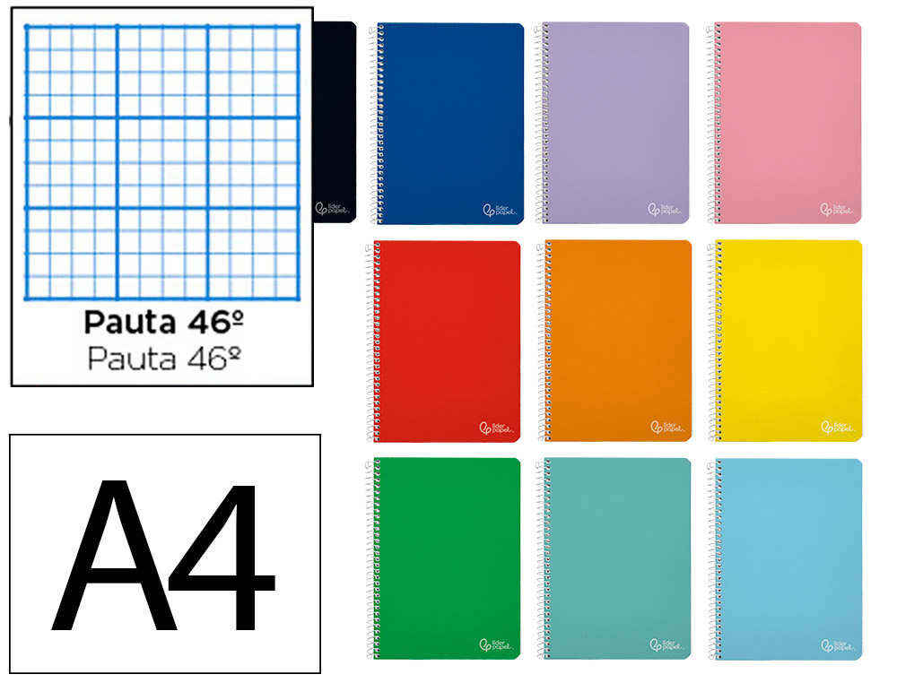 Cuaderno espiral liderpapel a4 witty tapa dura 80h 90gr rayado nº46 colores surtidos