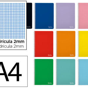Cuaderno espiral liderpapel a4 witty tapa dura 80h 90gr milimetrado 2mm colores surtidos
