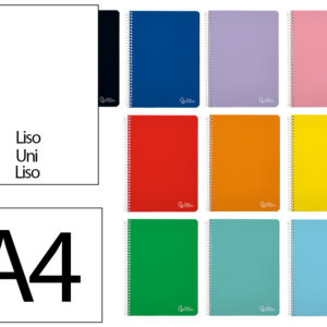 Cuaderno espiral liderpapel a4 witty tapa dura 80h 90gr liso sin margen colores surtidos