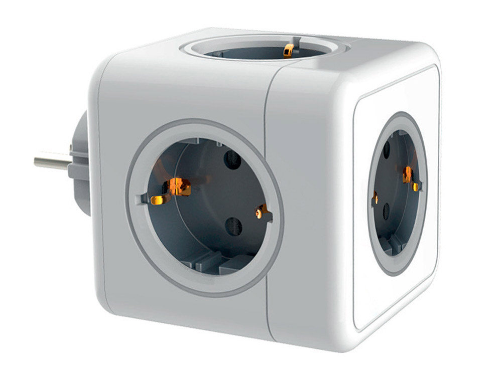 Regleta q-connect de cubo enchufe multiple power cube 5 en 1 cable de 1,4 m 5 tomas de corriente 75x75x112mm