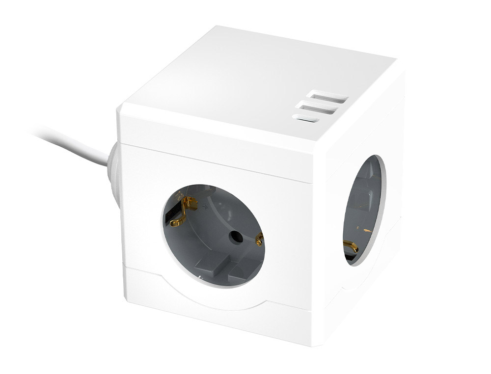 Regleta q-connect de cubo enchufe multiple power cube 6 en 1 cable de 1,4m 3 tomas de corriente+2 usb+1 usb c