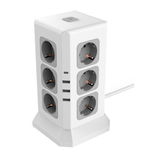 Regleta q-connect enchufe multiple 16 en 1 cable 2 m 12 tomas de corriente+3 usb+1 usb tipo c 120x120x210mm